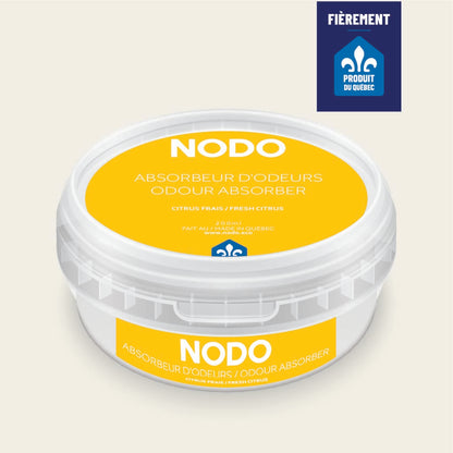 Absorbeur d’odeurs NODO 200ml – Fragrance Citrus Frais. Couvercle jaune éclatant.