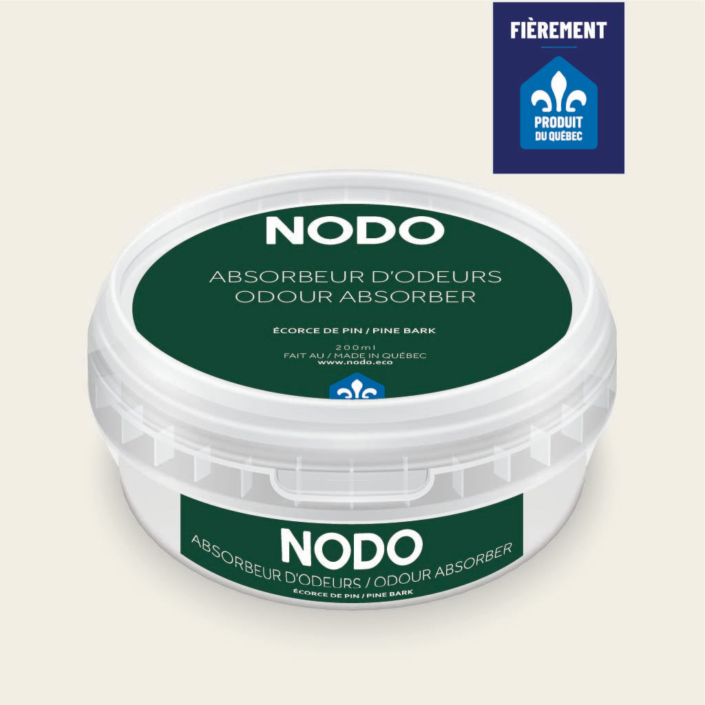 Absorbeur d’odeurs NODO 200ml – Fragrance Écorce de pin. Format naturel au look forestier.