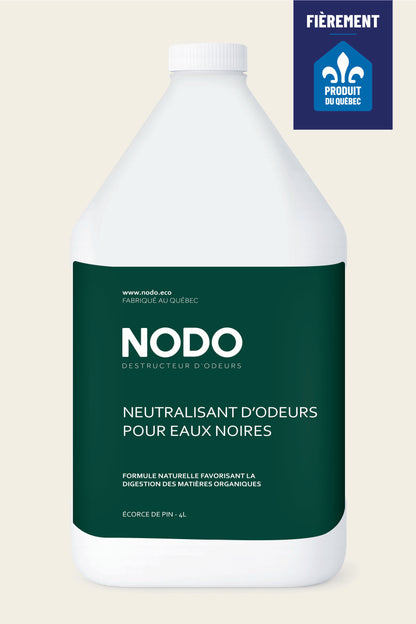 Bouteille NODO Neutralisant d’odeurs pour eaux noires Écorce de Pin 4 L – format pratique et durable pour VR, bateaux et installations sanitaires extérieures.
